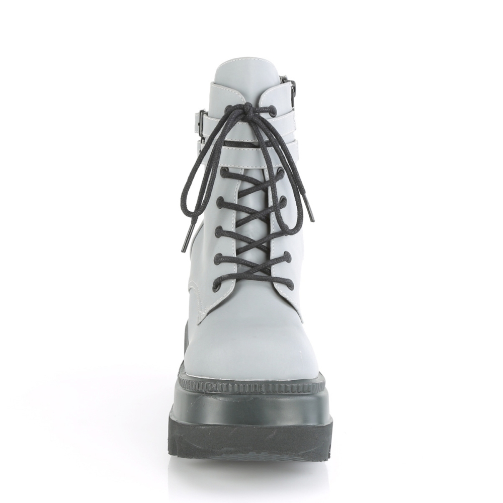 DemoniaCult - SHAKER-52 Platform Boots - Grey/Black